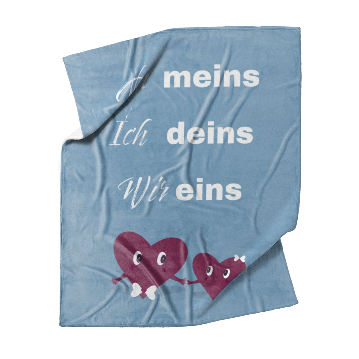 Kuscheldecke Du meins mit Herzen