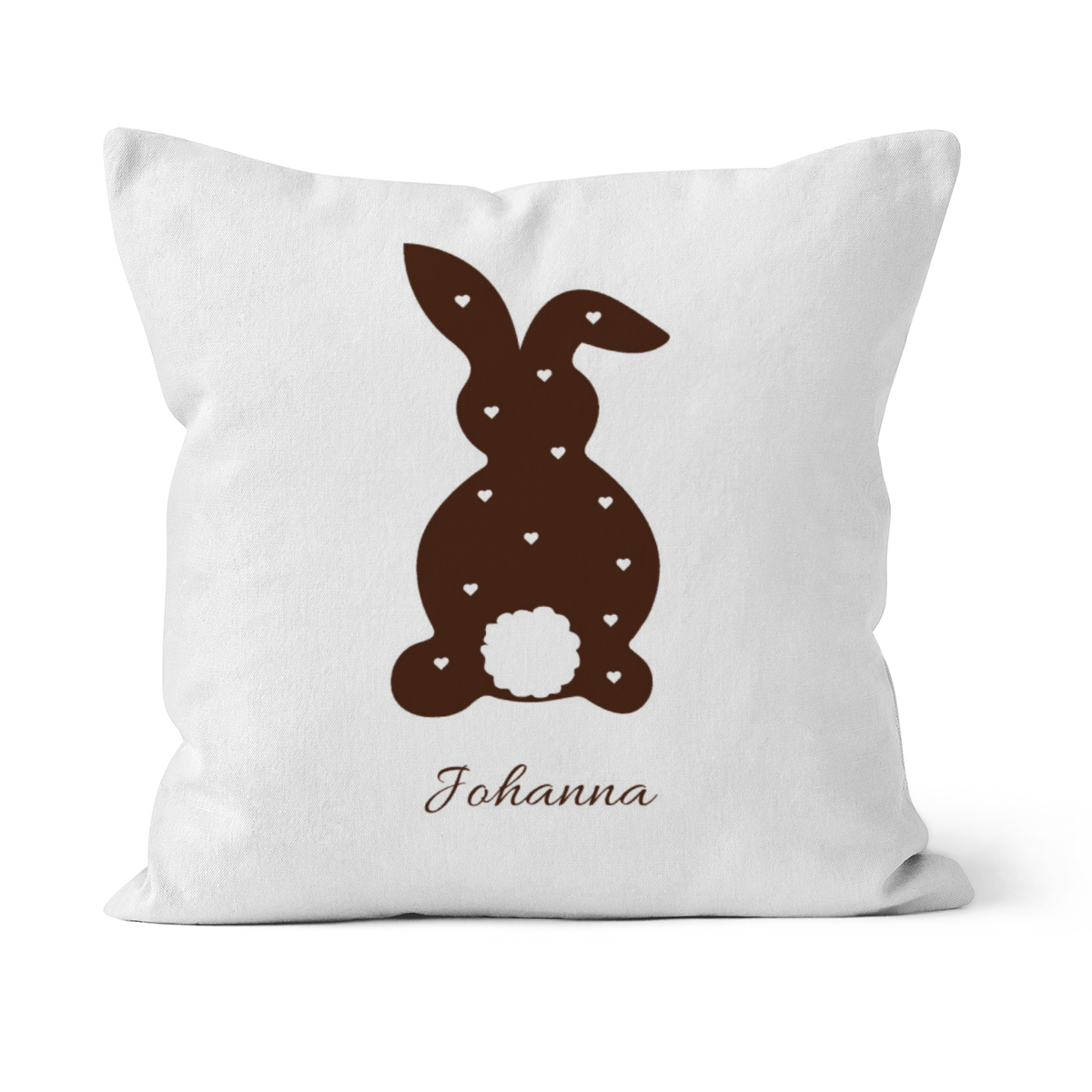 Namenskissen Ostern - Samtkissenbezug Hase Frohe Ostern - mit Namen personalisierbar - Osterdeko - Geschenkidee Ostern Hase Herzen 50 x 50 cm