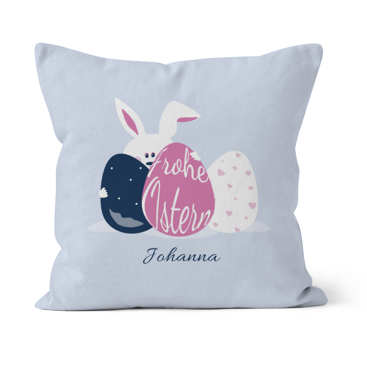 Namenskissen Osterhase - Samtkissenbezug frecher Hase - mit Namen personalisierbar - Osterdeko - Geschenkidee Ostern Hase Ostereier 50 x 50 cm