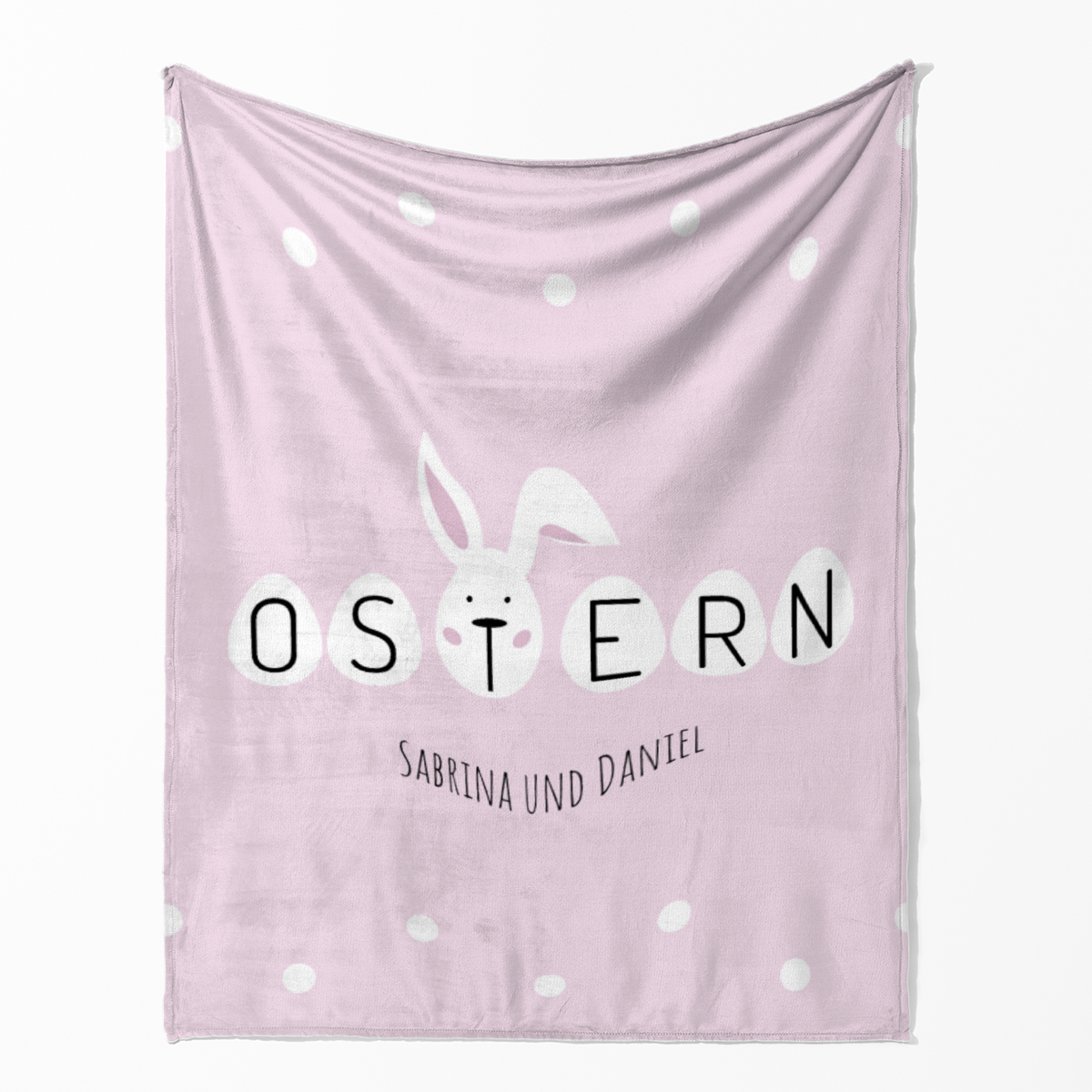 Kuscheldecke Ostern rosa - mit Namen personalisierbar - Geschenkidee Ostern, Osterdeko Ostern rosa 125 x 155 cm