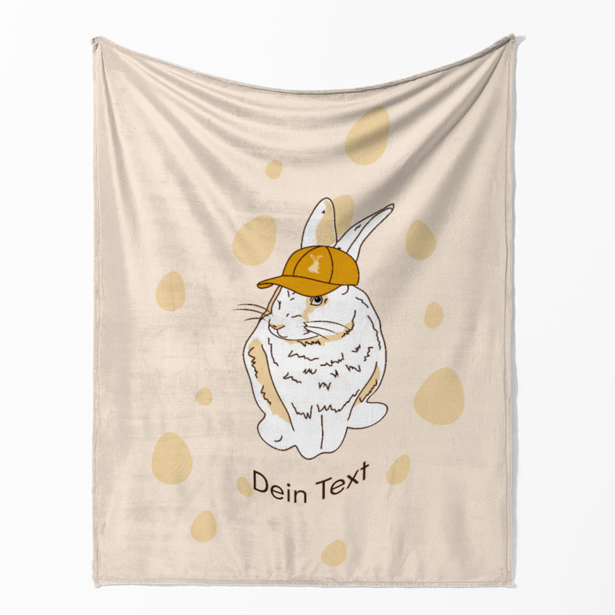 Kuscheldecke Hase mit Käppi - mit Namen personalisierbar - Geschenkidee Ostern, Osterdeko Hase Käppi 125 x 155 cm