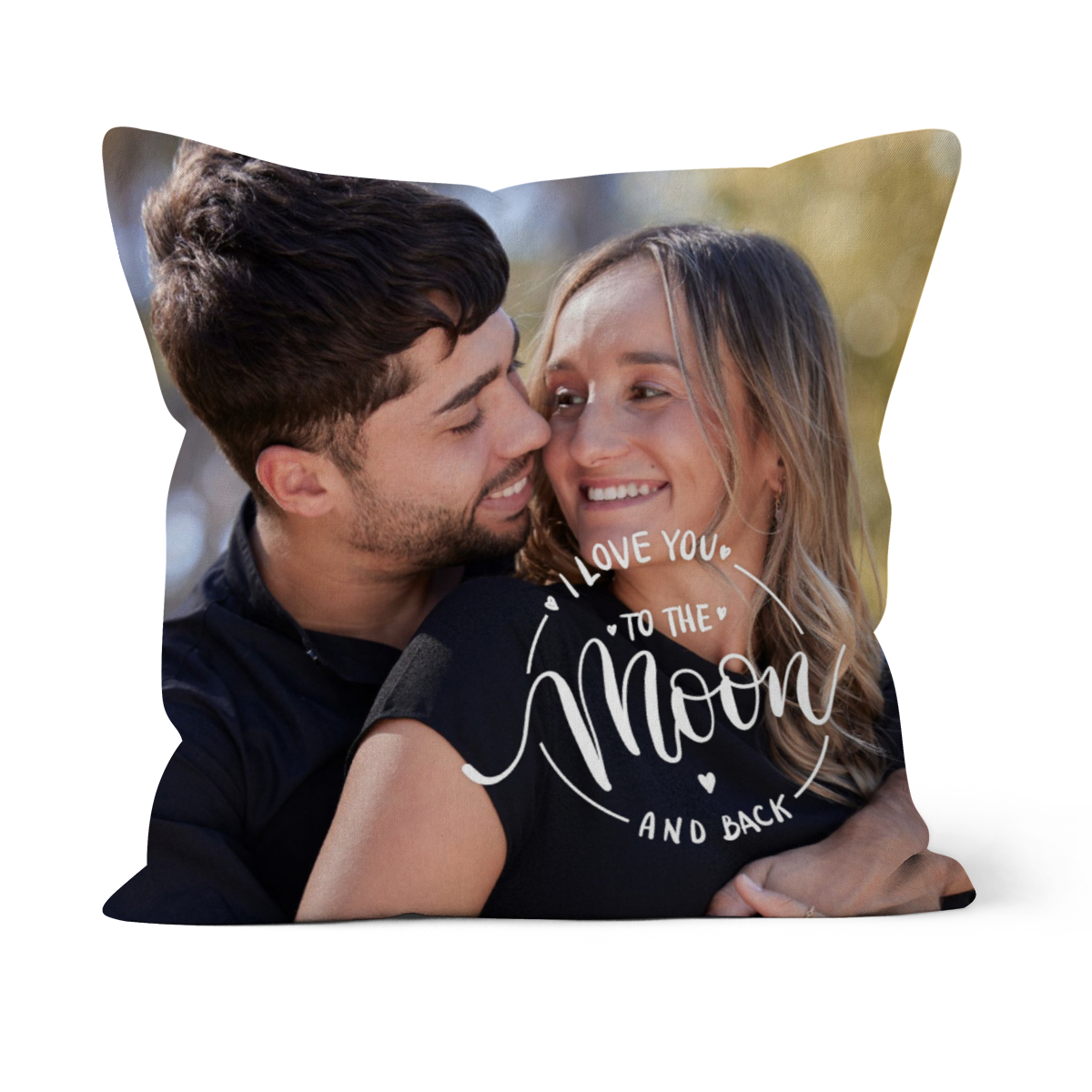Personalisiertes Fotokissen - beidseitig mit je 1 Foto gestaltbar - Samtkissenbezug Love you to - Geschenk Valentin, Partnergeschenk