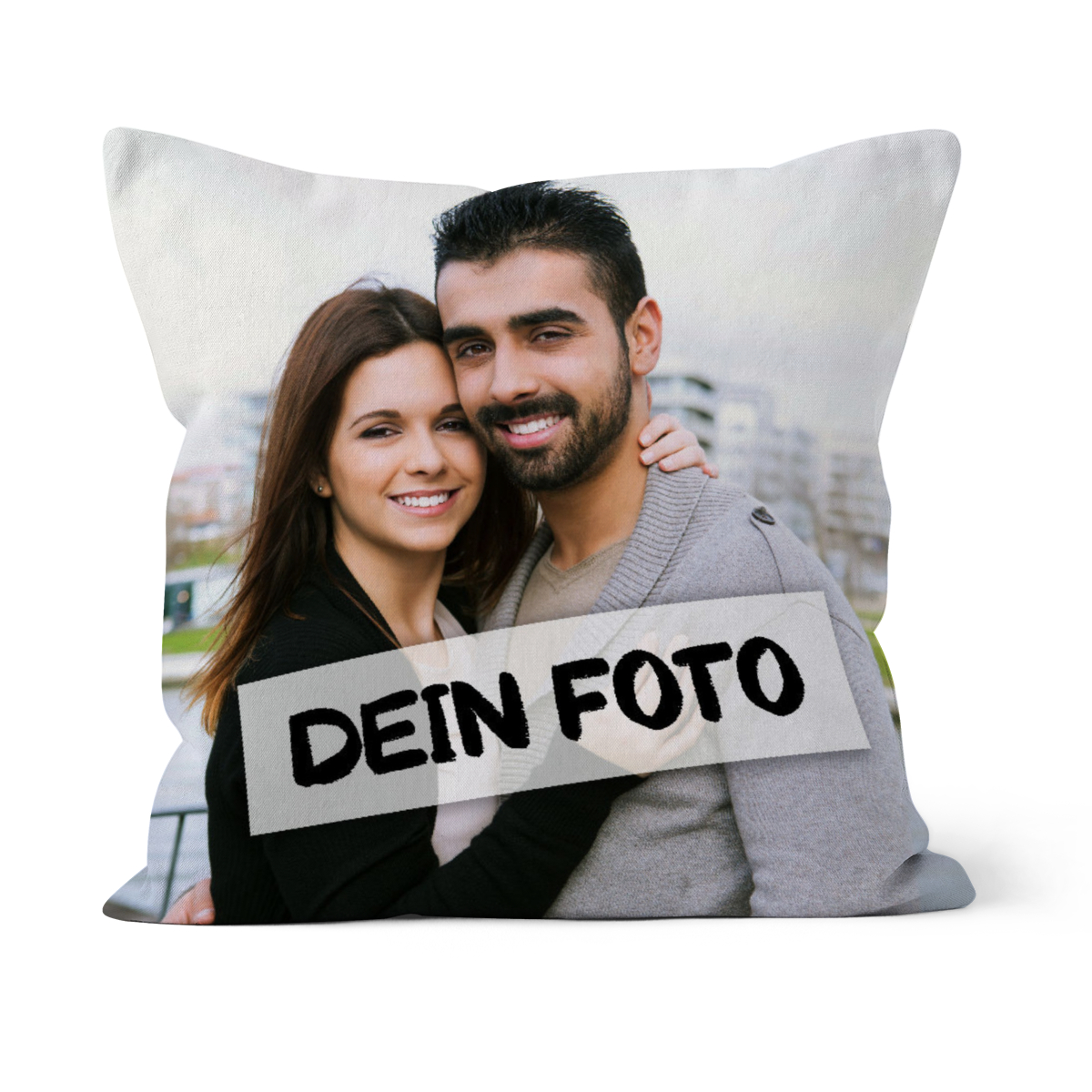 Personalisiertes Fotokissen mit je 1 Foto für Vorder- und Rückseite - Samtkissenbezug mit Fotos - Geschenk Valentin, Geburtstag