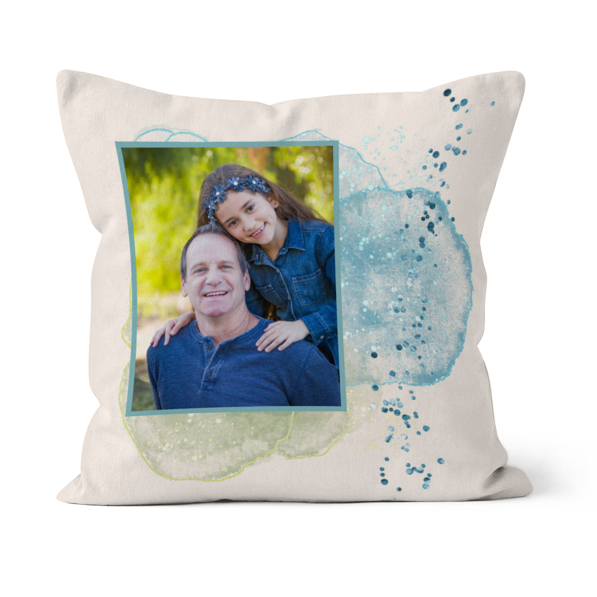 Personalisiertes Fotokissen - Vorderseite mit Foto personalisierbar - Samtkissenbezug Papa Substantiv - Geschenk Vatertag