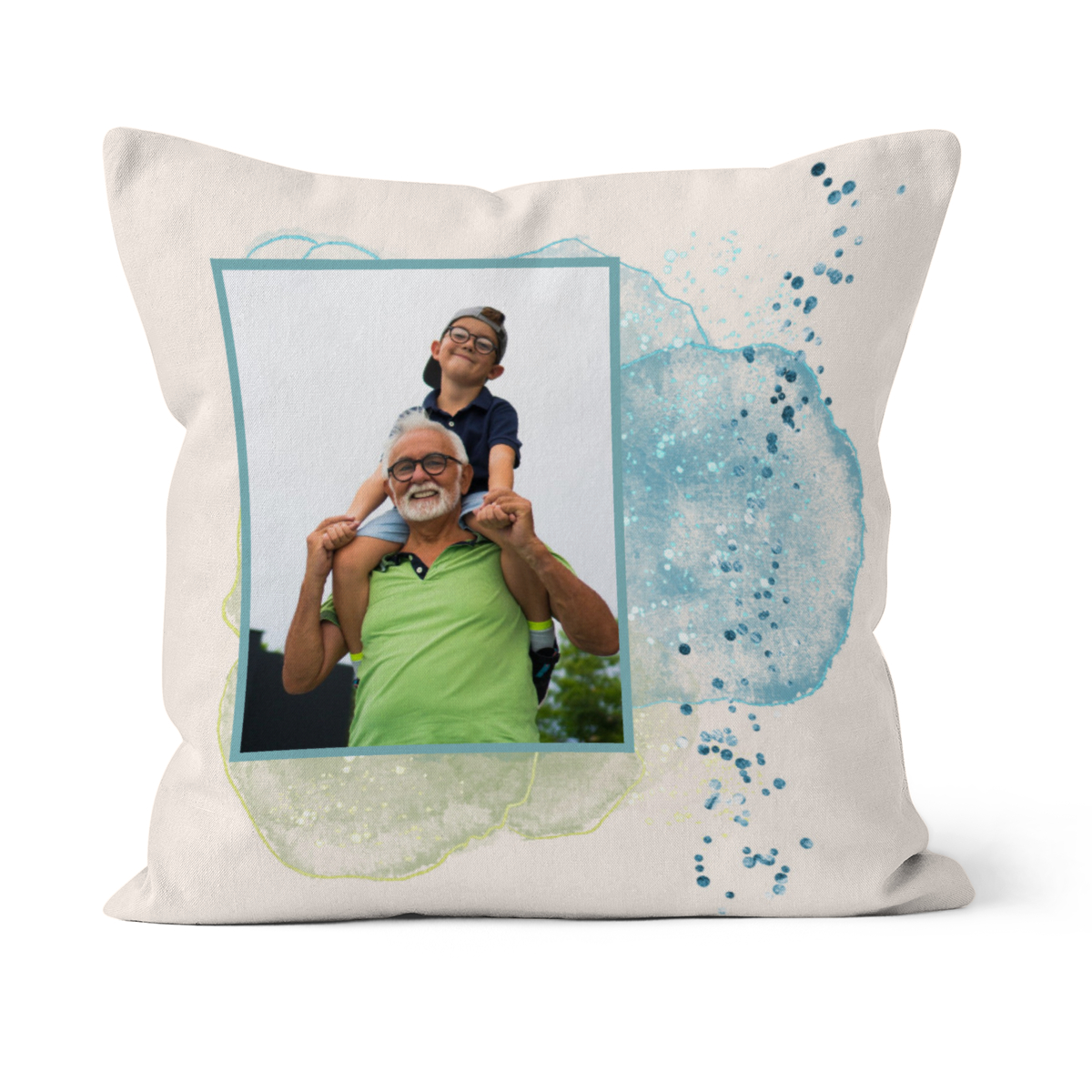 Personalisiertes Fotokissen - Vorderseite mit Foto personalisierbar - Samtkissenbezug Opa Substantiv - Geschenk Vatertag