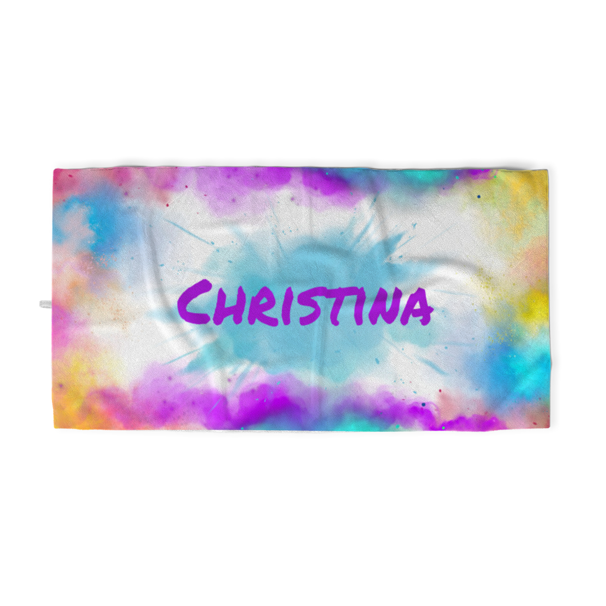 Badetuch bunt bedruckt mit Namen personalisierbar - personalisiertes Strandtuch mit Ihrem Wunschtext - Colorexplosion