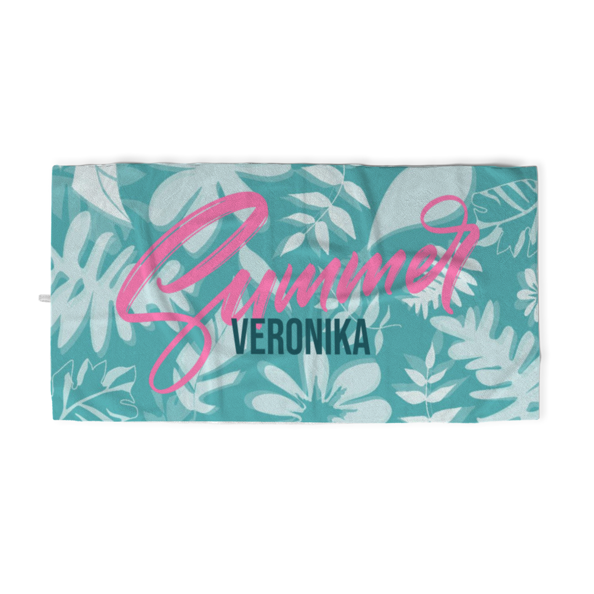 Badetuch Summer mit tropischen Blättern - mit Namen personalisierbar - personalisiertes Namensbadetuch - Strandtuch Sommer mit Namen - Summerleaves