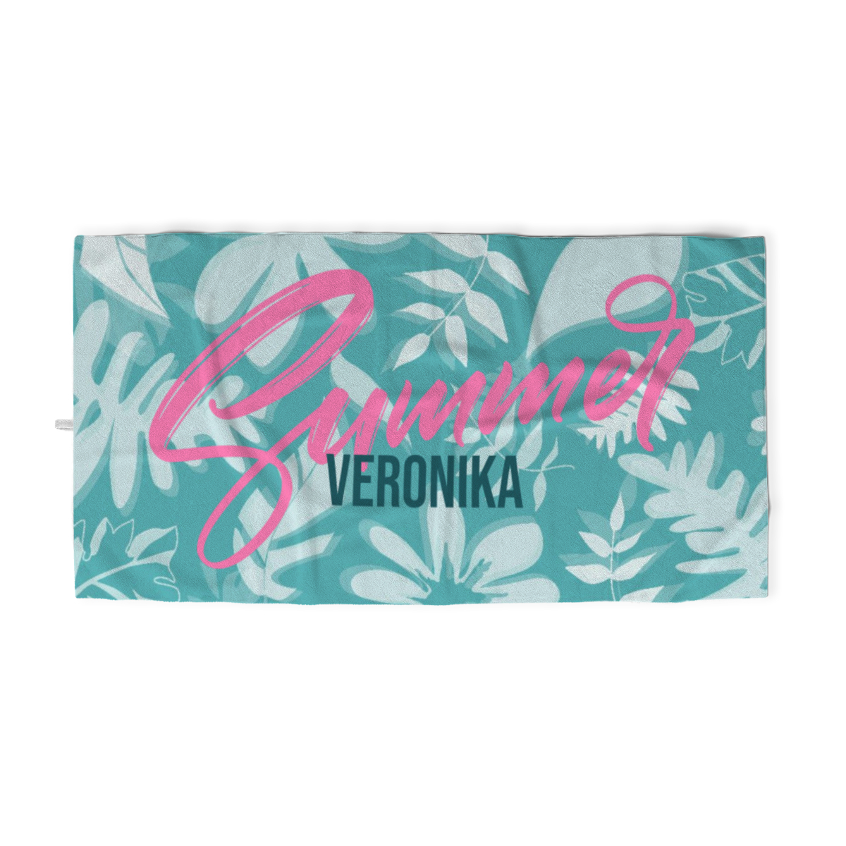 Handtuch Summer mit tropischen Blättern - mit Namen personalisierbar - personalisiertes Namenshandtuch - Handtuch Sommer mit Namen - Summerleaves