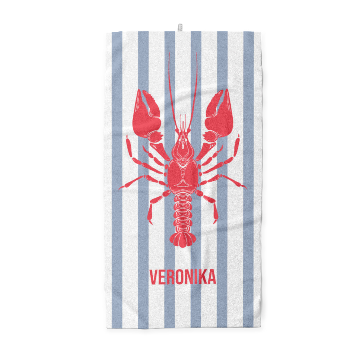 Handtuch blau gestreift mit Hummer - mit Namen personalisierbar - personalisiertes Namenshandtuch - Lobster blau