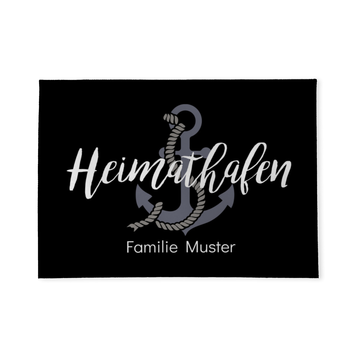 Fußmatte personalisiert Heimathafen - Geschenkidee für Familie, Küstenliebhaber, zum Einzug - Fussmatte mit Namen bedruckt Heimathafen 70 x 50 cm