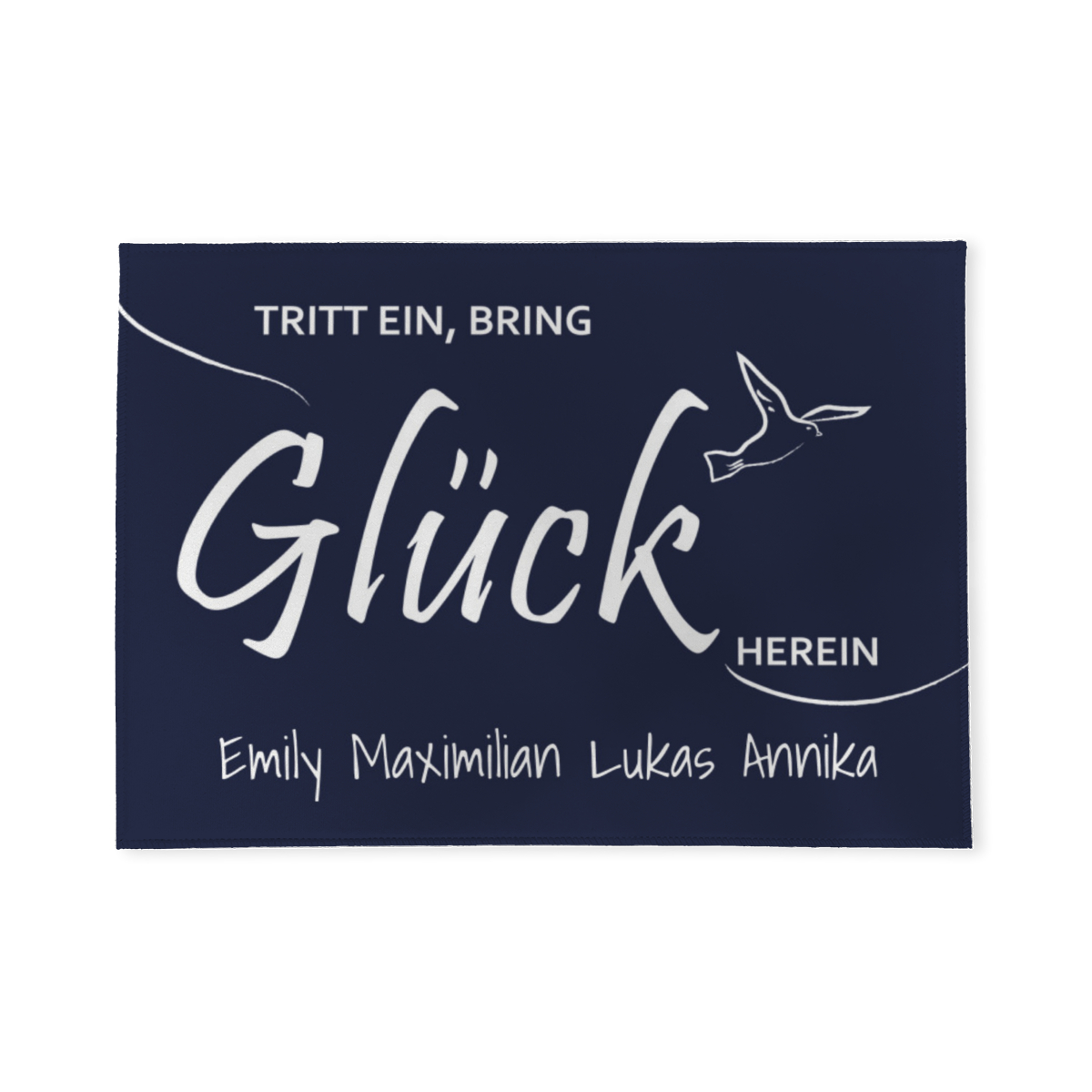 Fußmatte personalisiert Tritt ein, bring Glück herein - Geschenkidee für Familie, zum Einzug - Fussmatte mit Namen bedruckt Glück 70 x 50 cm