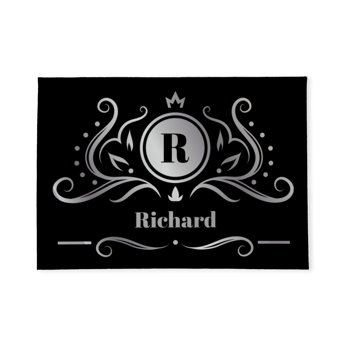 Fußmatte Krönchen Ornamental mit Initial und Namen personalisierbar - Geschenkidee Einzug, Geburtstag, Richtfest - Fussmatte mit Namen Krönchen ornamental 2 70 x 50 cm