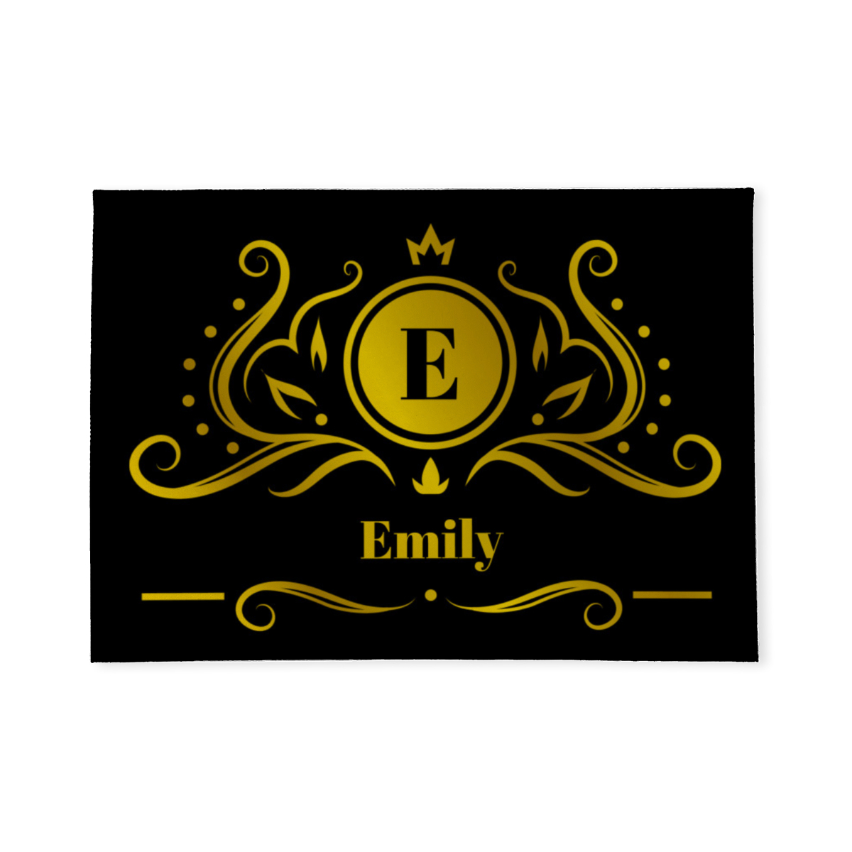 Fußmatte mit Initial und Namen personalisierbar - Geschenkidee Einzug, Geburtstag, Richtfest - Fussmatte mit Namen - Motiv Krönchen ornamental 1 70 x 50 cm