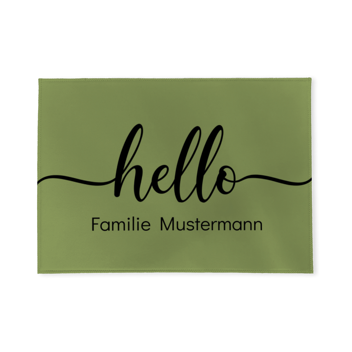 Fußmatte personalisiert - Geschenkidee für Familie, Paare, zum Einzug - Türvorleger mit Namen bedruckt - Motiv Hello grün 70 x 50 cm