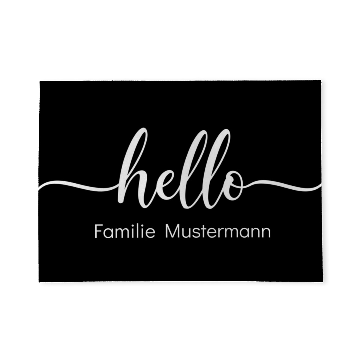 Fußmatte personalisiert mit Namen – Individuelle Haustürmatte für Familie - Geschenk zum Einzug - Türvorleger mit Namen bedruckt - Motiv Hello schwarz 70 x 50 cm