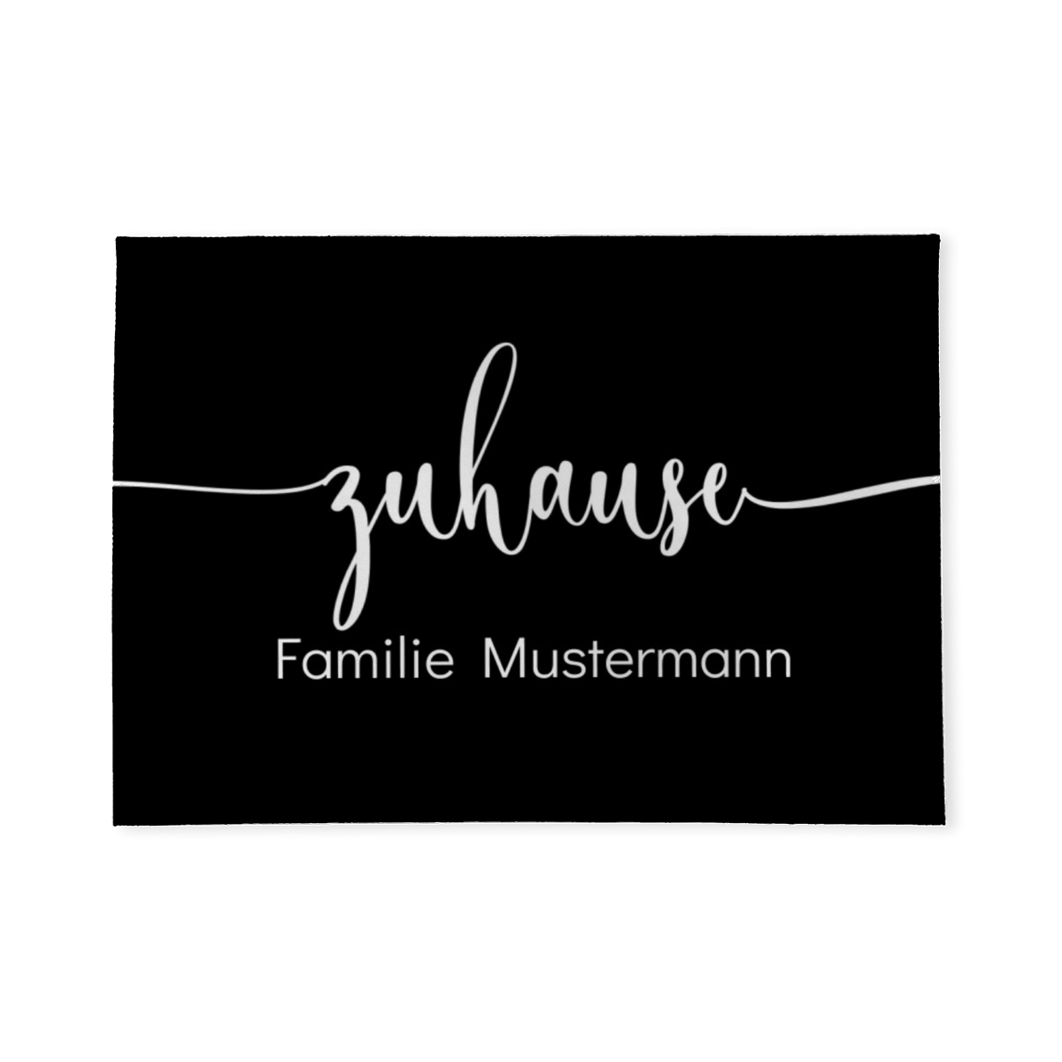 Fußmatte personalisiert - Geschenkidee für Familie, Paare, zum Einzug - Türvorleger mit Namen bedruckt - Motiv Zuhause schwarz 70 x 50 cm