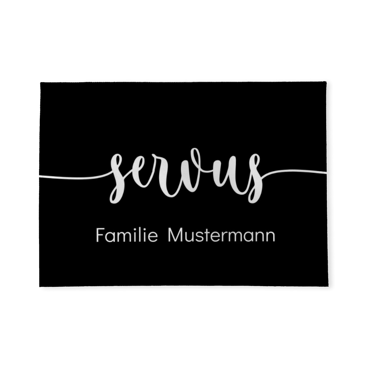 Fußmatte personalisiert - Geschenkidee für Familie, Paare, zum Einzug - Türvorleger mit Namen bedruckt - Motiv Servus schwarz 70 x 50 cm
