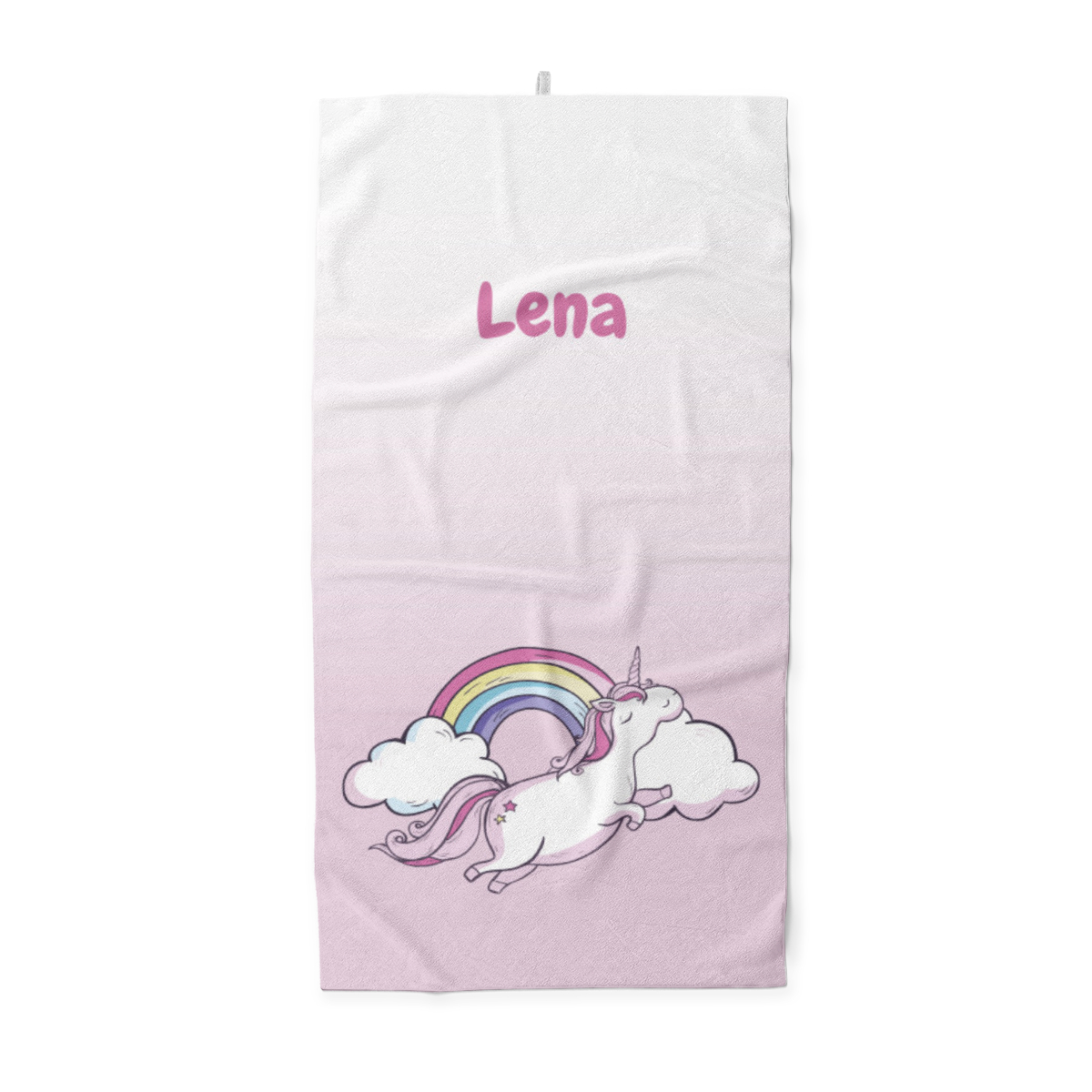 Handtuch mit Namen personalisierbar - personalisiertes Namens-Handtuch - Handtuch mit Wunschtext - Einhornwolken