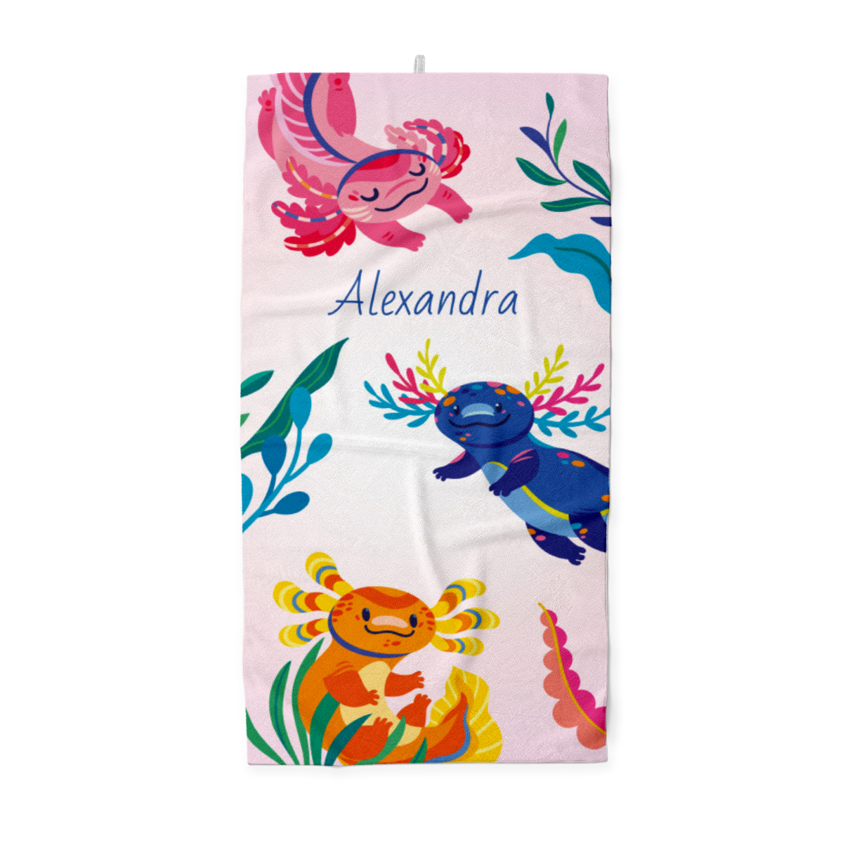 Handtuch mit Namen personalisierbar - personalisiertes Namens-Handtuch mit Wunschtext - Axolotls