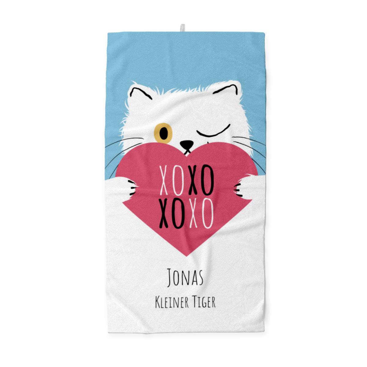 Handtuch mit Namen personalisierbar - personalisiertes Namenshandtuch mit Wunschtext - XOXO Katze