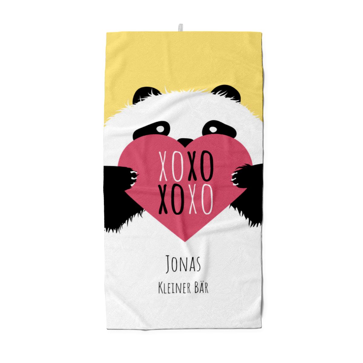 Duschtuch mit Namen personalisierbar - personalisiertes Namens-Duschtuch mit Wunschtext - XOXO Panda