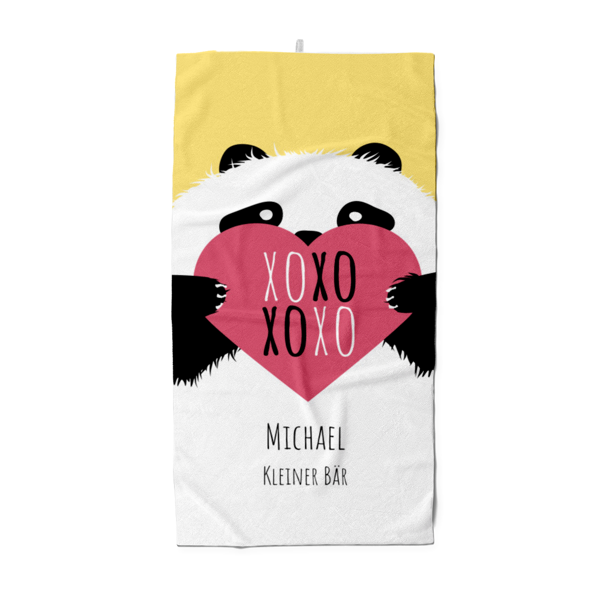 Badetuch mit Namen personalisierbar - personalisiertes Namens-Badetuch - Strandtuch mit Wunschtext - XOXO Panda