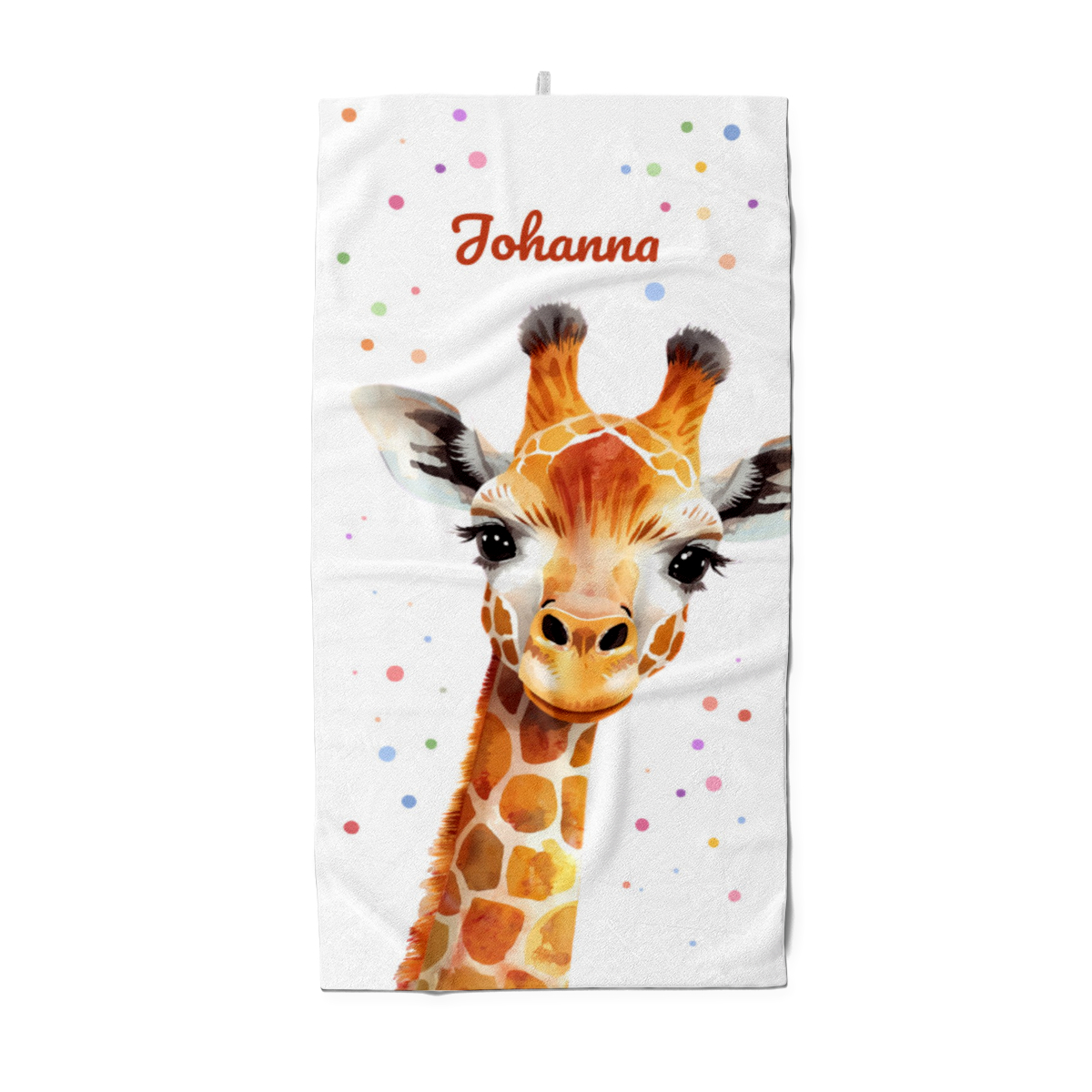 Badetuch mit Namen personalisierbar - personalisiertes Namens-Badetuch - Strandtuch mit Wunschtext - Giraffe