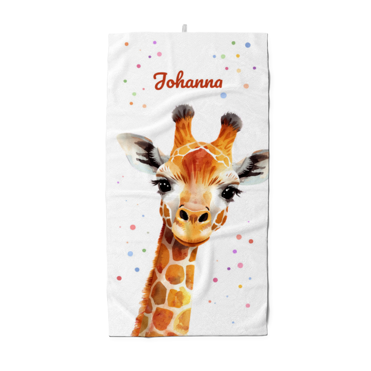 Duschtuch mit Namen personalisierbar - personalisiertes Namens-Duschtuch mit Wunschtext - Giraffe