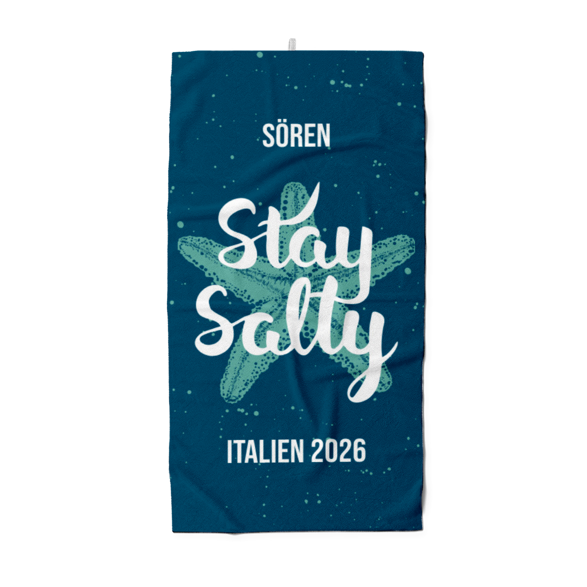 Duschtuch Sommer - mit Namen personalisierbar - personalisiertes Namens-Duschtuch mit Wunschtext - Stay Salty