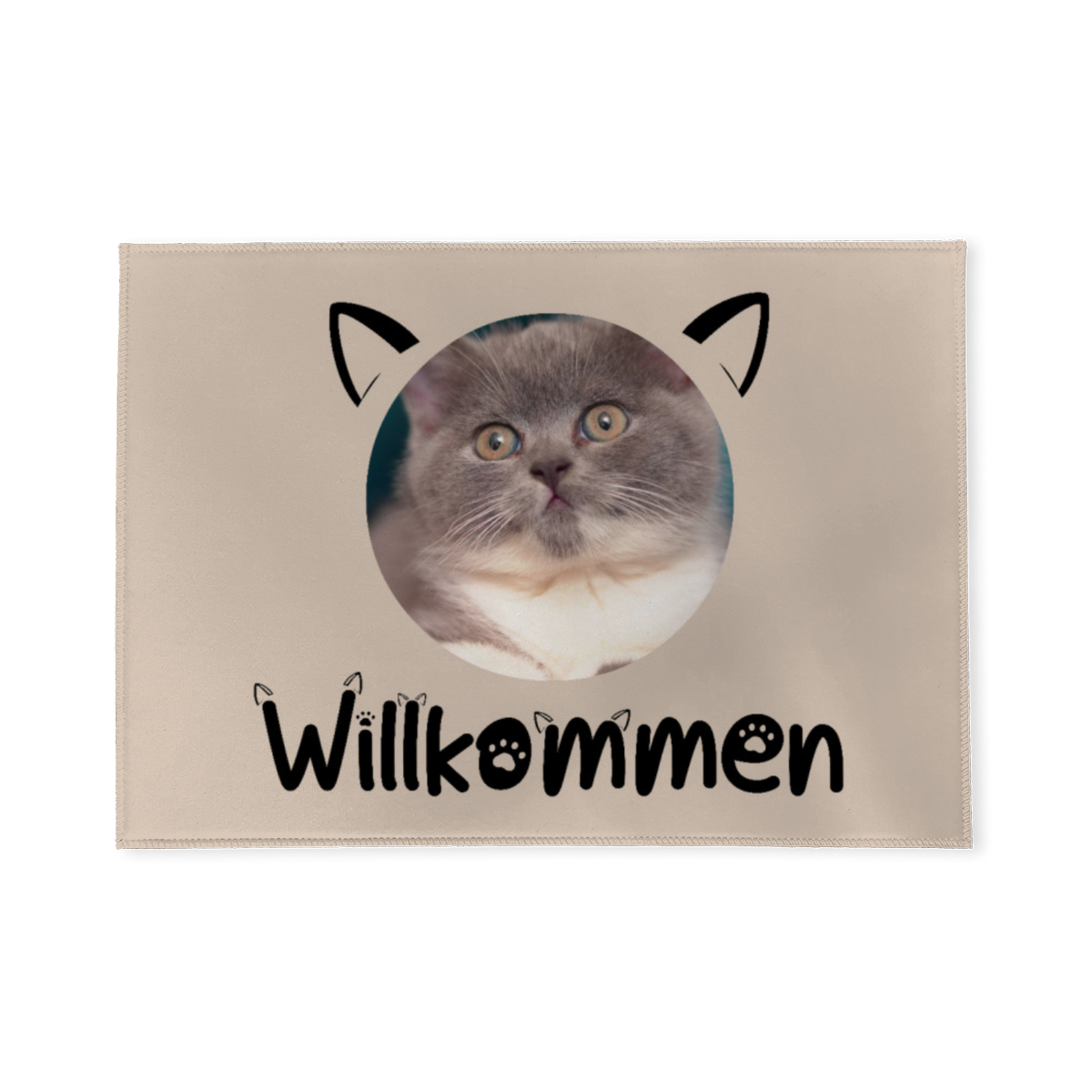 Fußmatte Willkommen im Cat-Style personalisiert mit Foto - Geschenkidee für Familie, Paare, zum Einzug - Türvorleger mit Bild bedruckt Willkommen Cat-Style 70 x 50 cm