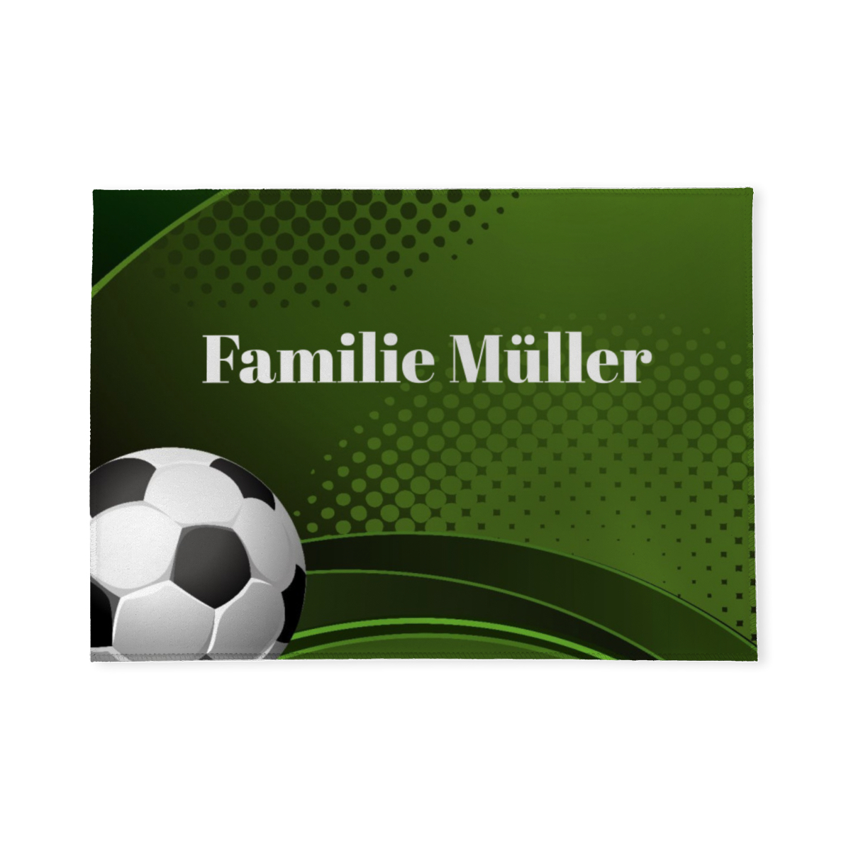 Fußmatte mit Namen personalisierbar - Geschenkidee Einzug, Geburtstag, Hobby - Fussmatte mit Namen - Motiv Fußball 70 x 50 cm