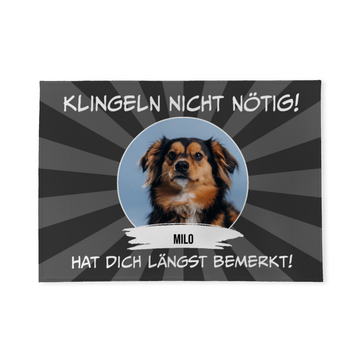 Fußmatte personalisiert mit Foto und Text - Geschenkidee für Familie, Haustierbesitzer, zum Einzug - Türvorleger mit Bild und Text bedruckt Klingeln nicht nötig 70 x 50 cm