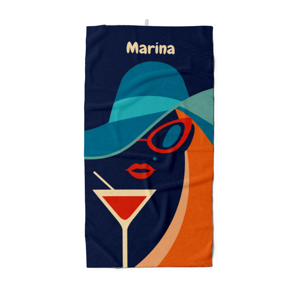 Badetuch Sommer - mit Namen personalisierbar - personalisiertes Namens-Badetuch - Strandtuch mit Wunschtext - Cocktail Lady