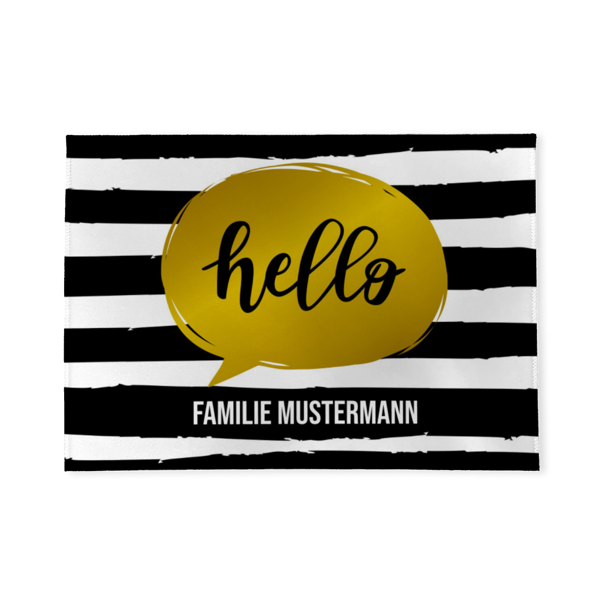 Fußmatte mit Namen personalisierbar - Geschenkidee Einzug, Geburtstag, Umzug, Paare - Fussmatte mit Namen - Motiv Hello Stripes 70 x 50 cm