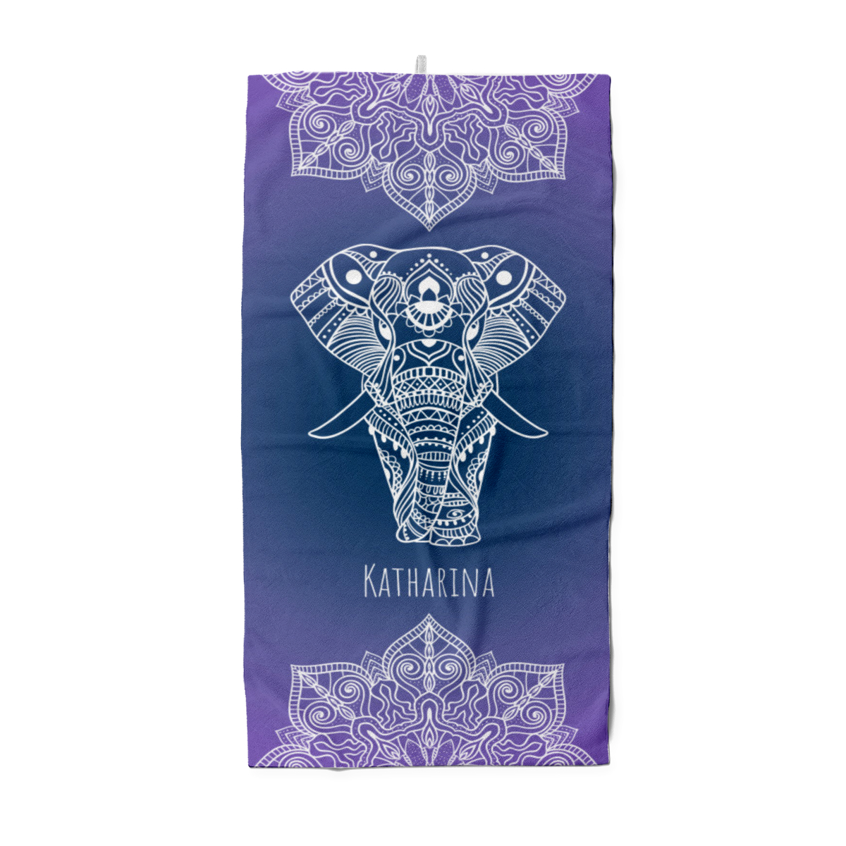 Badetuch Sommer - mit Namen personalisierbar - personalisiertes Namens-Badetuch - Strandtuch mit Wunschtext - Mandala Elefant