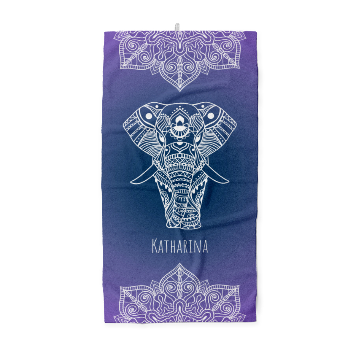 Handtuch Sommer - mit Namen personalisierbar - personalisiertes Namenshandtuch - Handtuch mit Wunschtext - Mandala Elefant