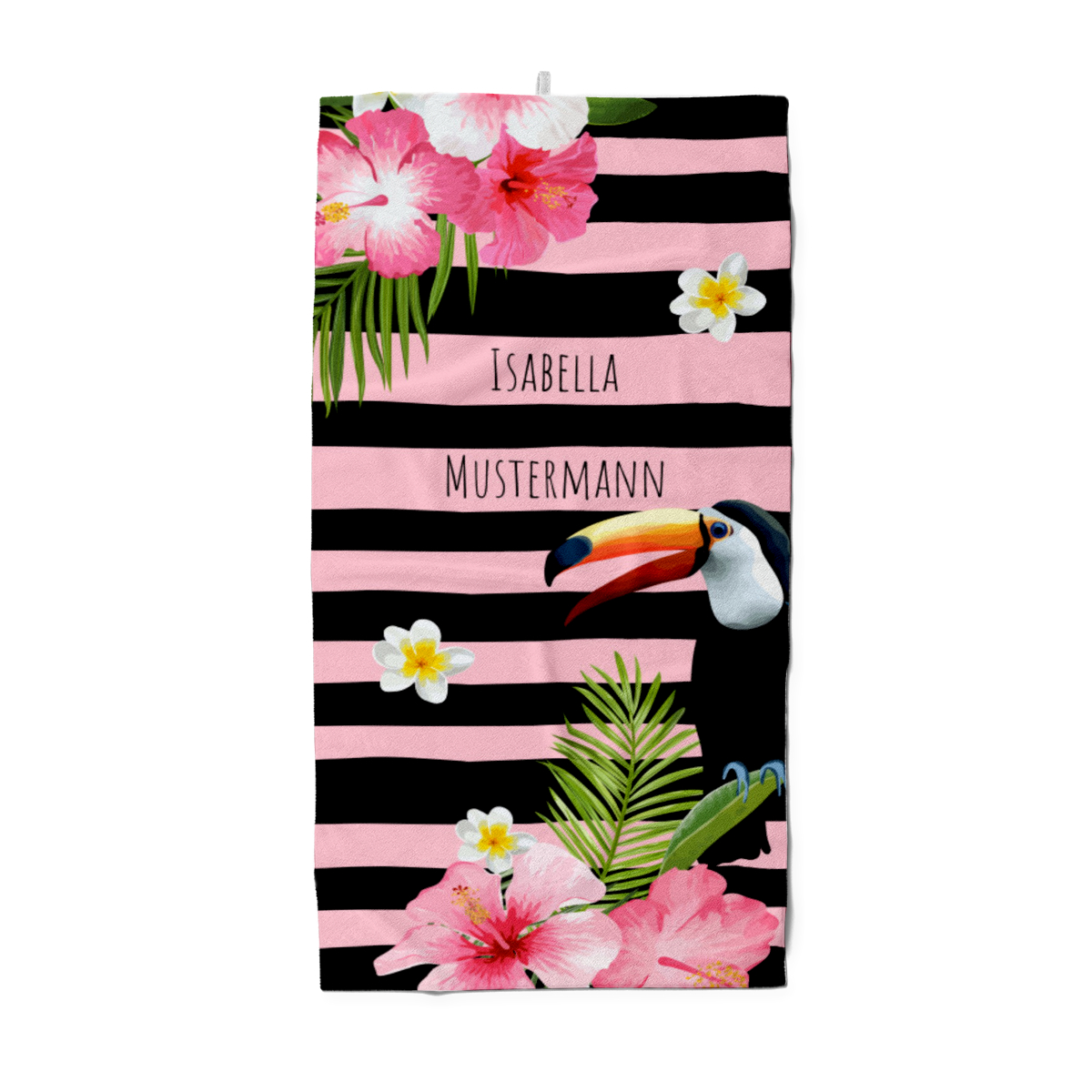 Badetuch Sommer - mit Namen personalisierbar - personalisiertes Namens-Badetuch - Strandtuch mit Wunschtext - Tropical