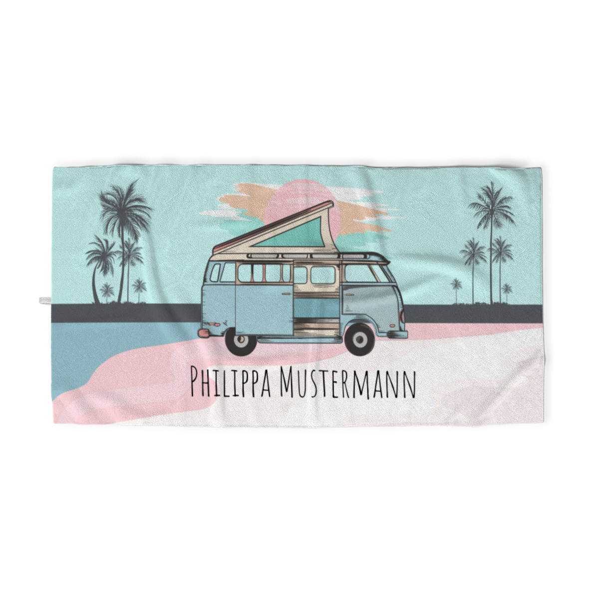 Badetuch Sommer - mit Namen personalisierbar - personalisiertes Namens-Badetuch - Strandtuch mit Wunschtext - Vanlife