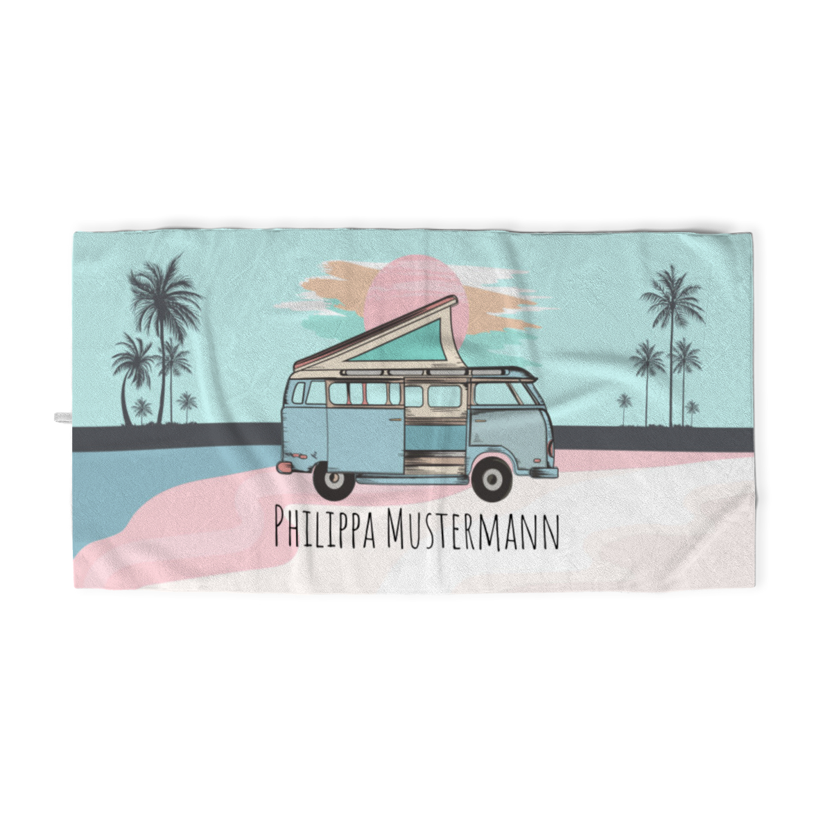 Handtuch Sommer - mit Namen personalisierbar - personalisiertes Namenshandtuch mit Wunschtext - Vanlife