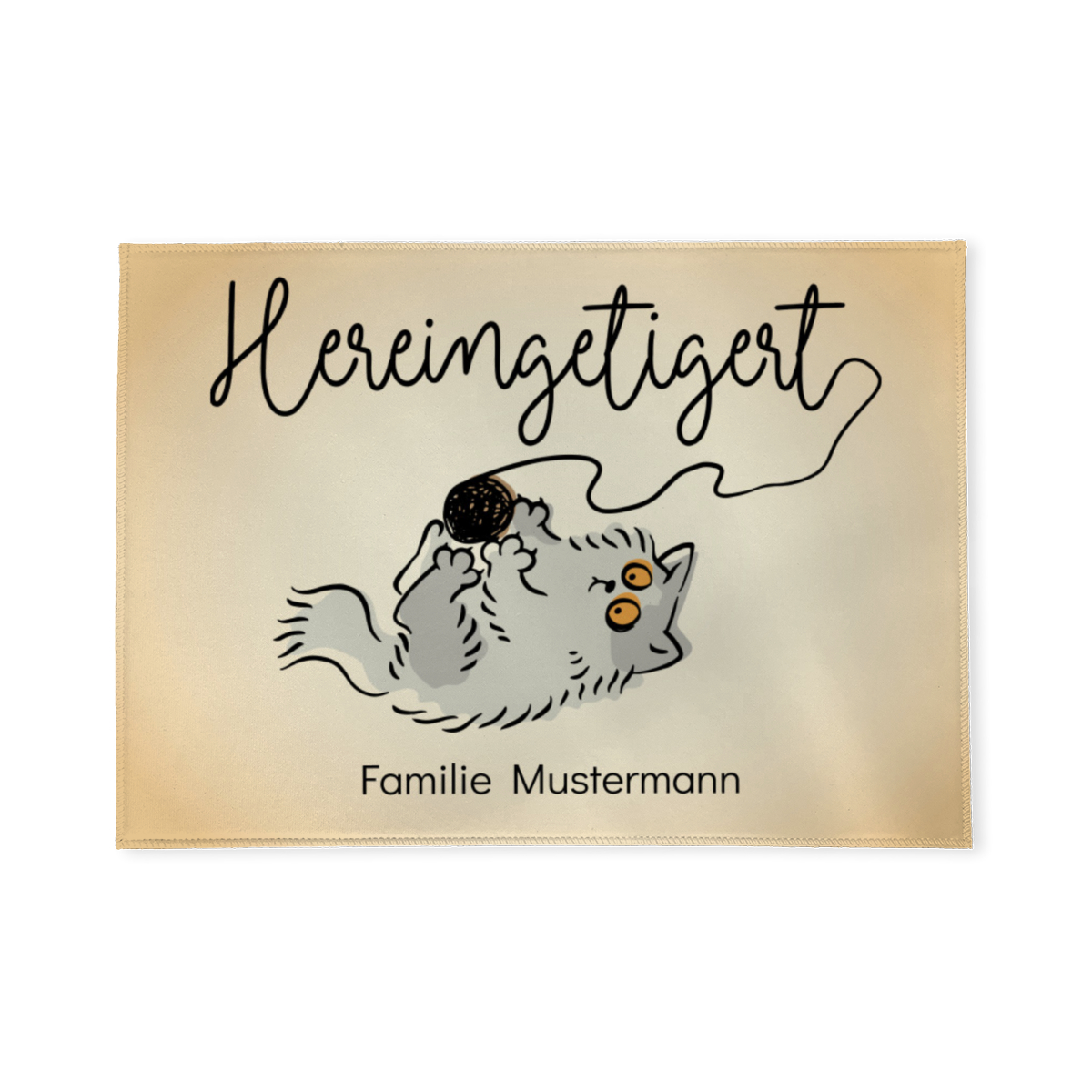 Fußmatte mit Namen personalisierbar - Geschenkidee Einzug, Geburtstag, Richtfest - Fussmatte mit Namen - Motiv Hereingetigert 70 x 50 cm