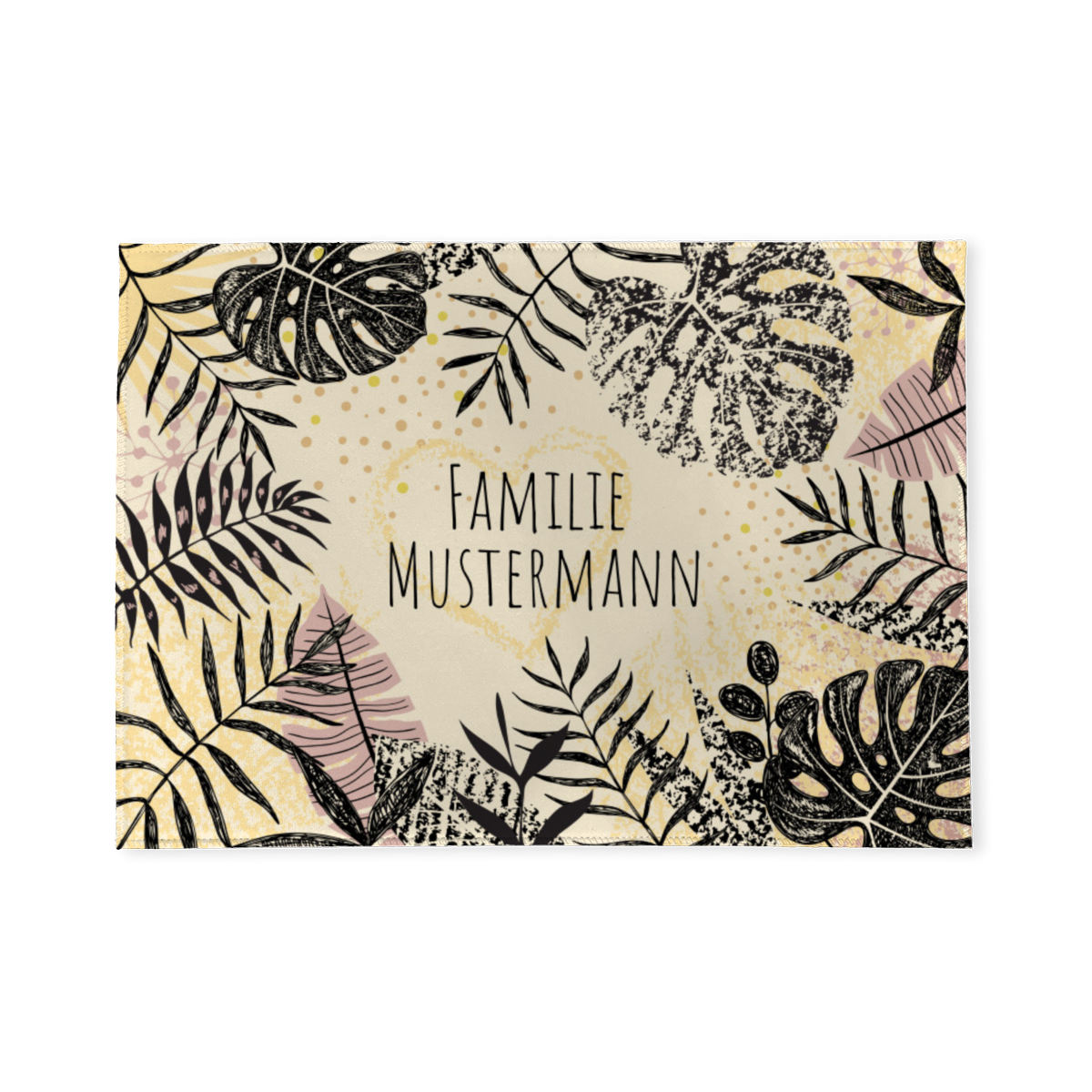 Fußmatte mit Namen personalisierbar - Geschenkidee Einzug, Geburtstag, Richtfest - Fussmatte mit Namen - Motiv Tropical Leaves 70 x 50 cm