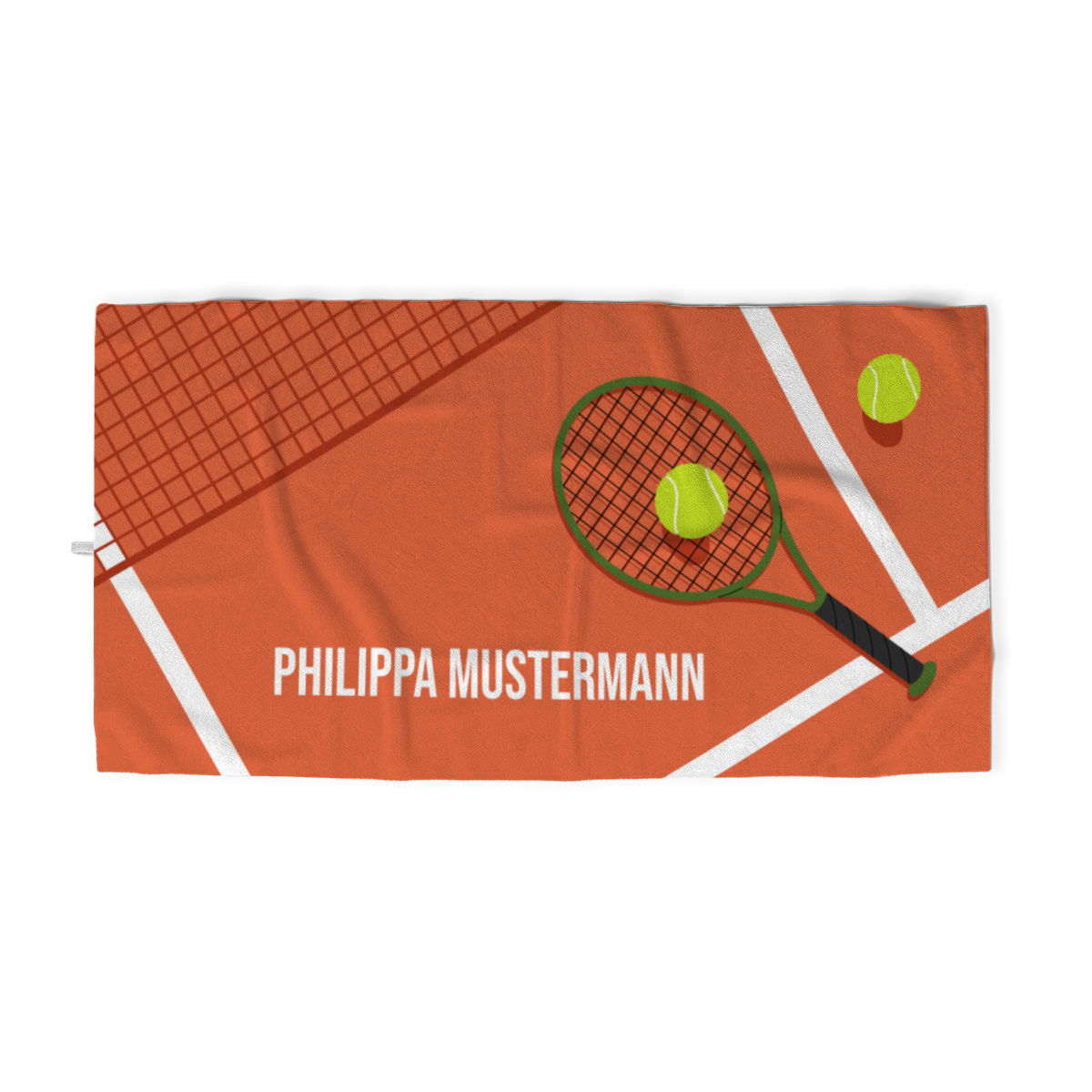 Duschtuch Sport - mit Namen personalisierbar - personalisiertes Namens-Duschtuch mit Wunschtext - Tennis orange