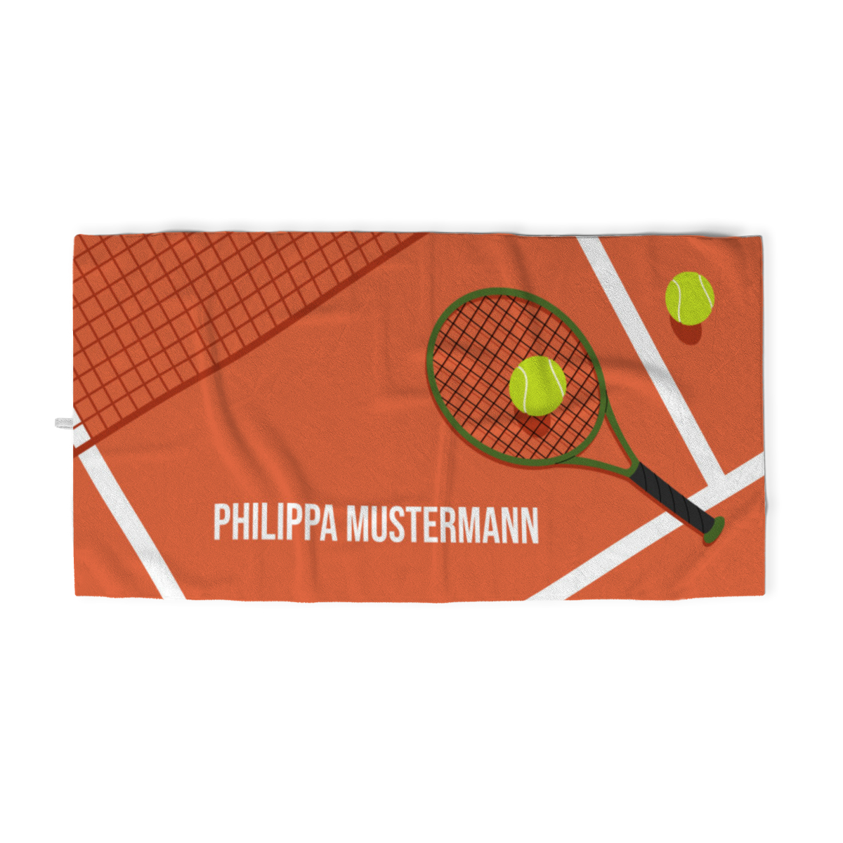Handtuch Sport - mit Namen personalisierbar - personalisiertes Namens-Handtuch mit Wunschtext - Tennis orange