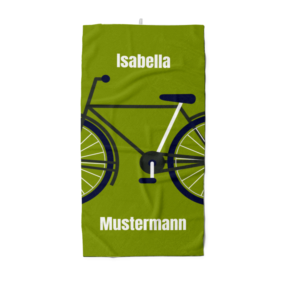 Badetuch Sport - mit Namen personalisierbar - personalisiertes Namens-Badetuch - Strandtuch mit Wunschtext - Fahrrad