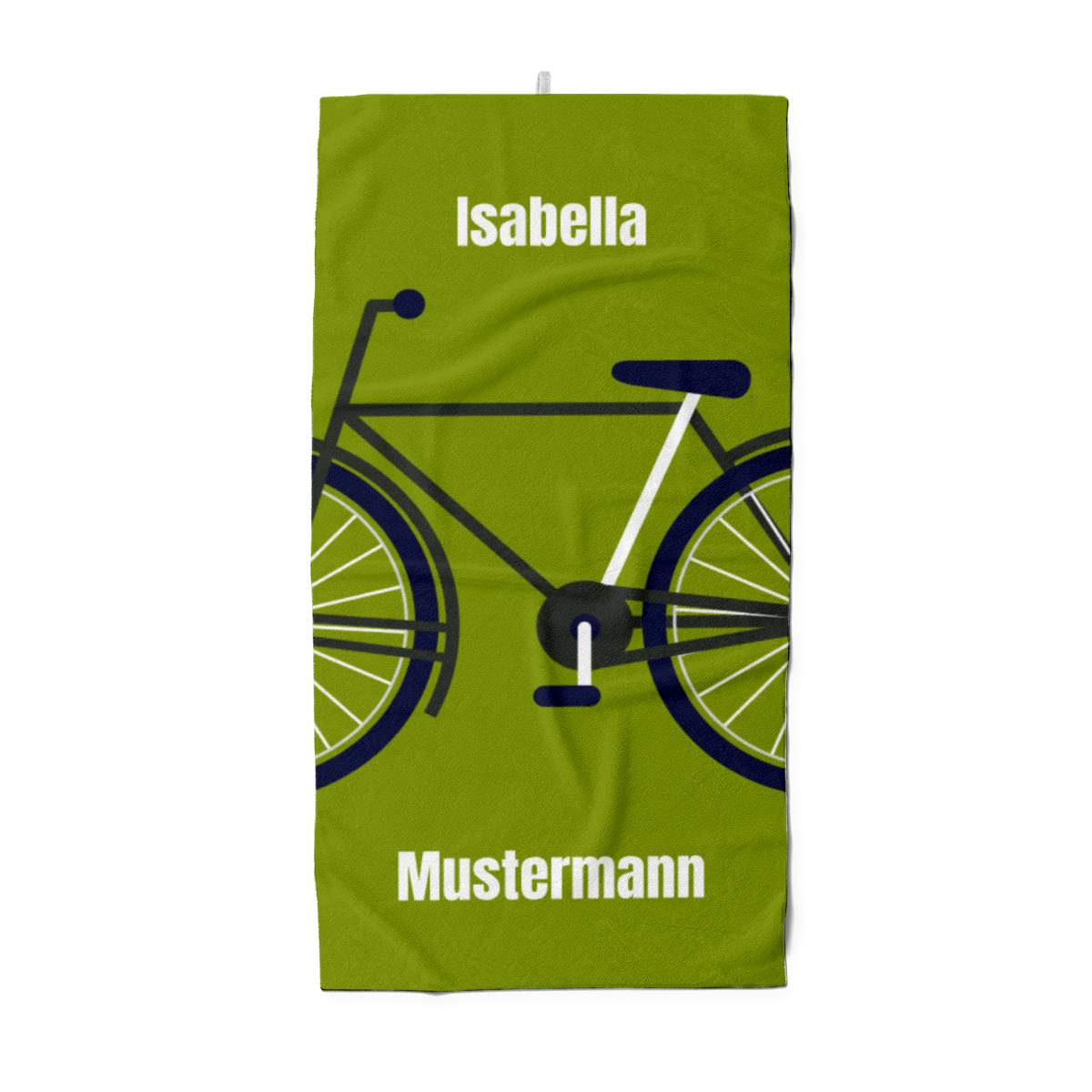 Duschtuch Sport - mit Namen personalisierbar - personalisiertes Namens-Duschtuch mit Wunschtext - Fahrrad