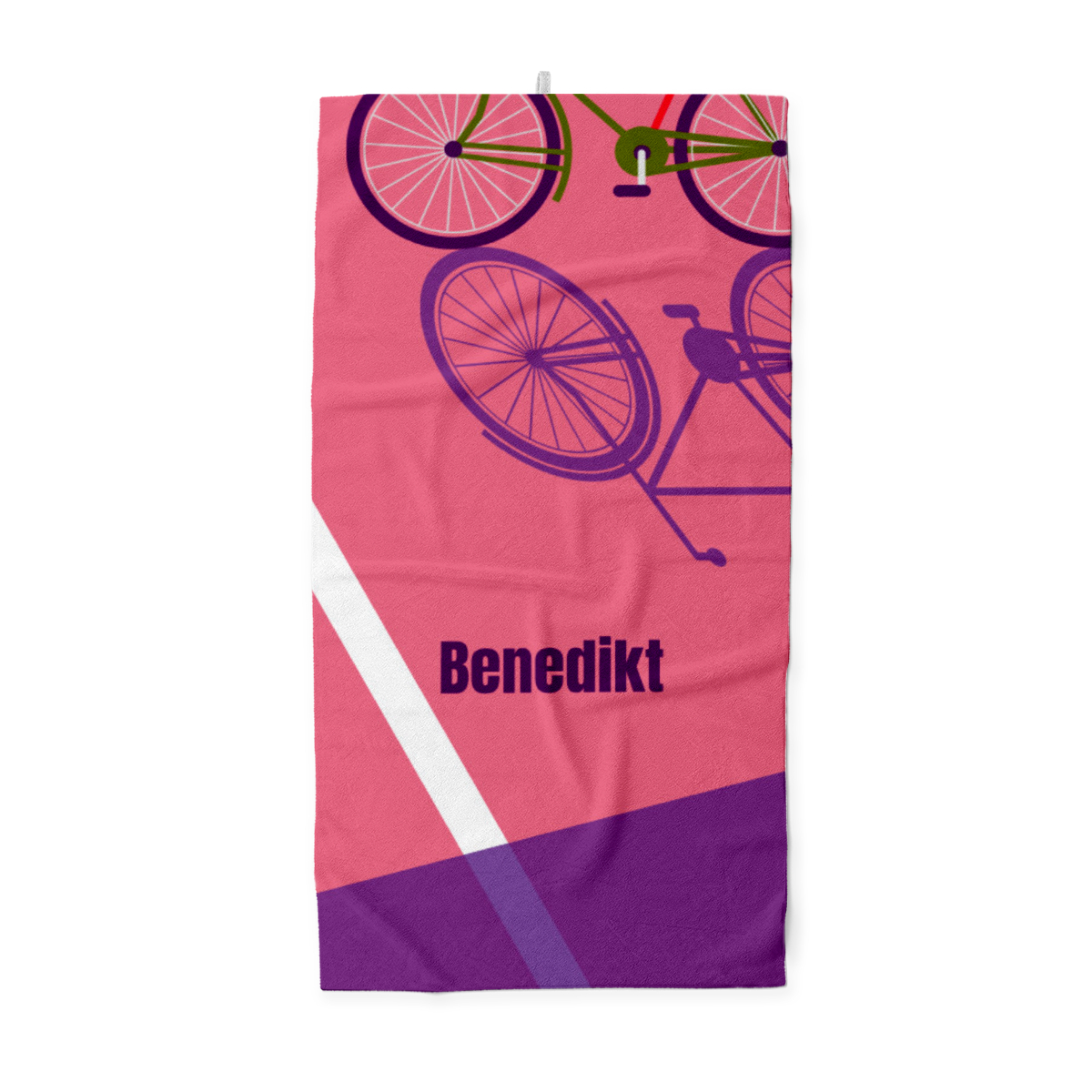Handtuch Sport - mit Namen personalisierbar - personalisiertes Namens-Handtuch mit Wunschtext - Fahrrad Schatten