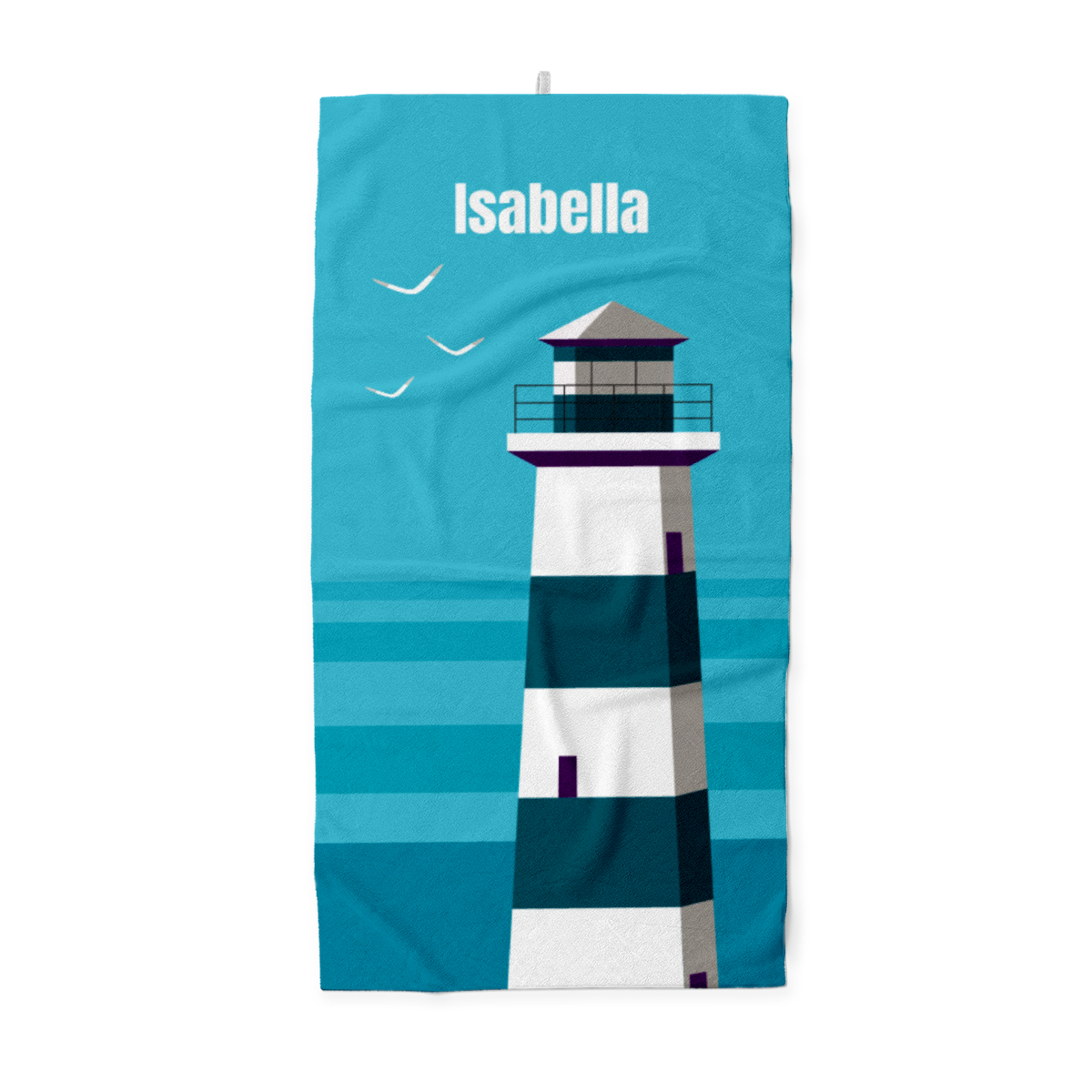 Handtuch Sommer - mit Namen personalisierbar - personalisiertes Namens-Handtuch mit Wunschtext - Leuchtturm
