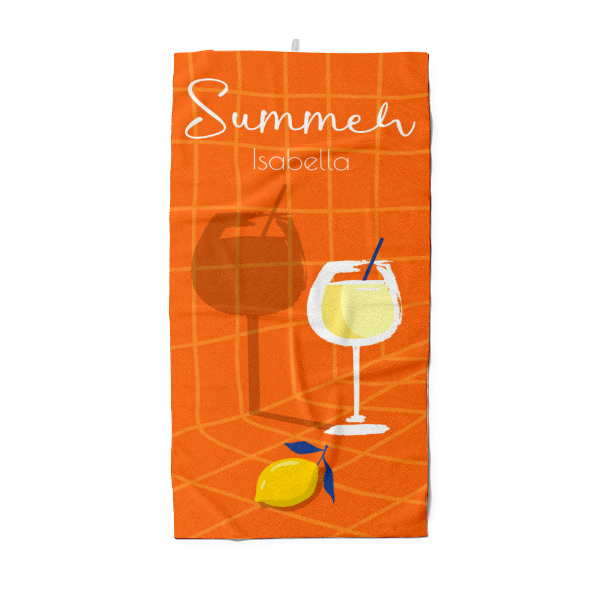 Badetuch Sommer - mit Namen personalisierbar - personalisiertes Namens-Badetuch - Strandtuch mit Wunschtext - Summerdrink