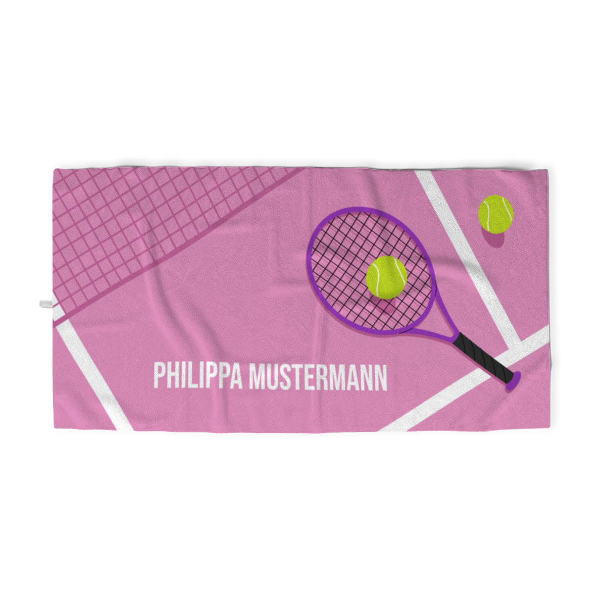 Handtuch Tennisfeld pink - mit Namen personalisierbar