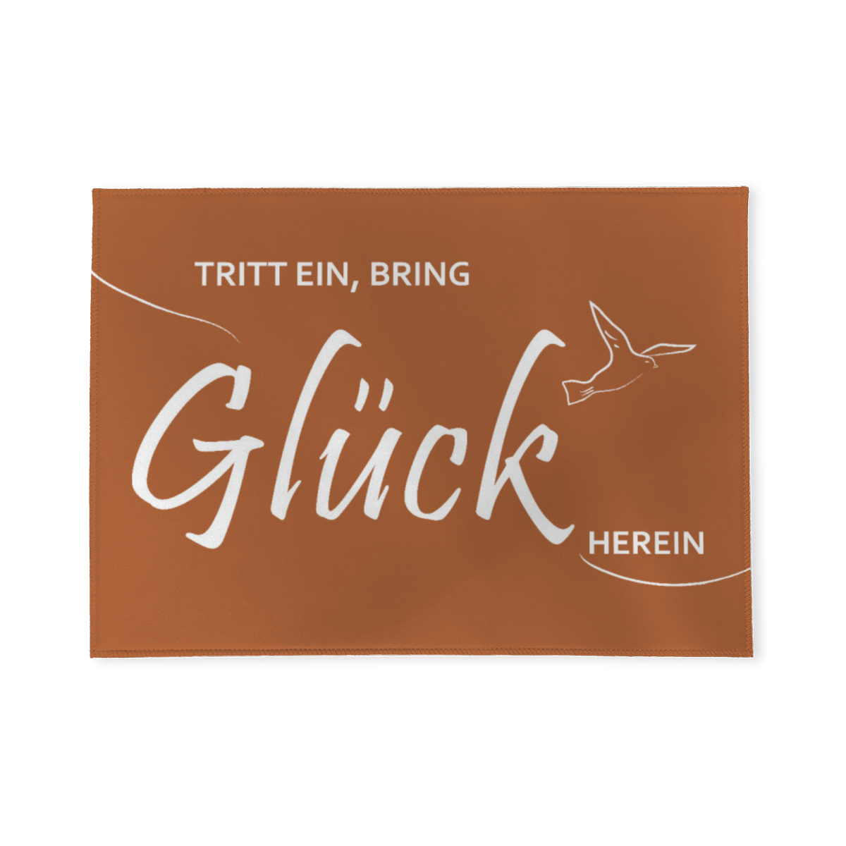 Spruch-Fußmatte Tritt ein, bring Glück herein - Schmutzfangmatte bedruckt Glück orange 70 x 50 cm